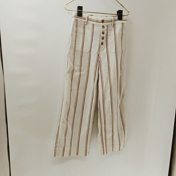 Gap Wide Leg Cropped Pants Womens 6 Multicolor High Rise Striped - Picture 5 of 13